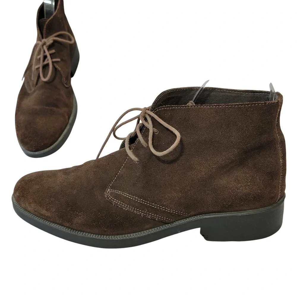 Imac Mens Brown Suede Leather Desert Chukka Boots Made In Italy Size 44 10.5‎