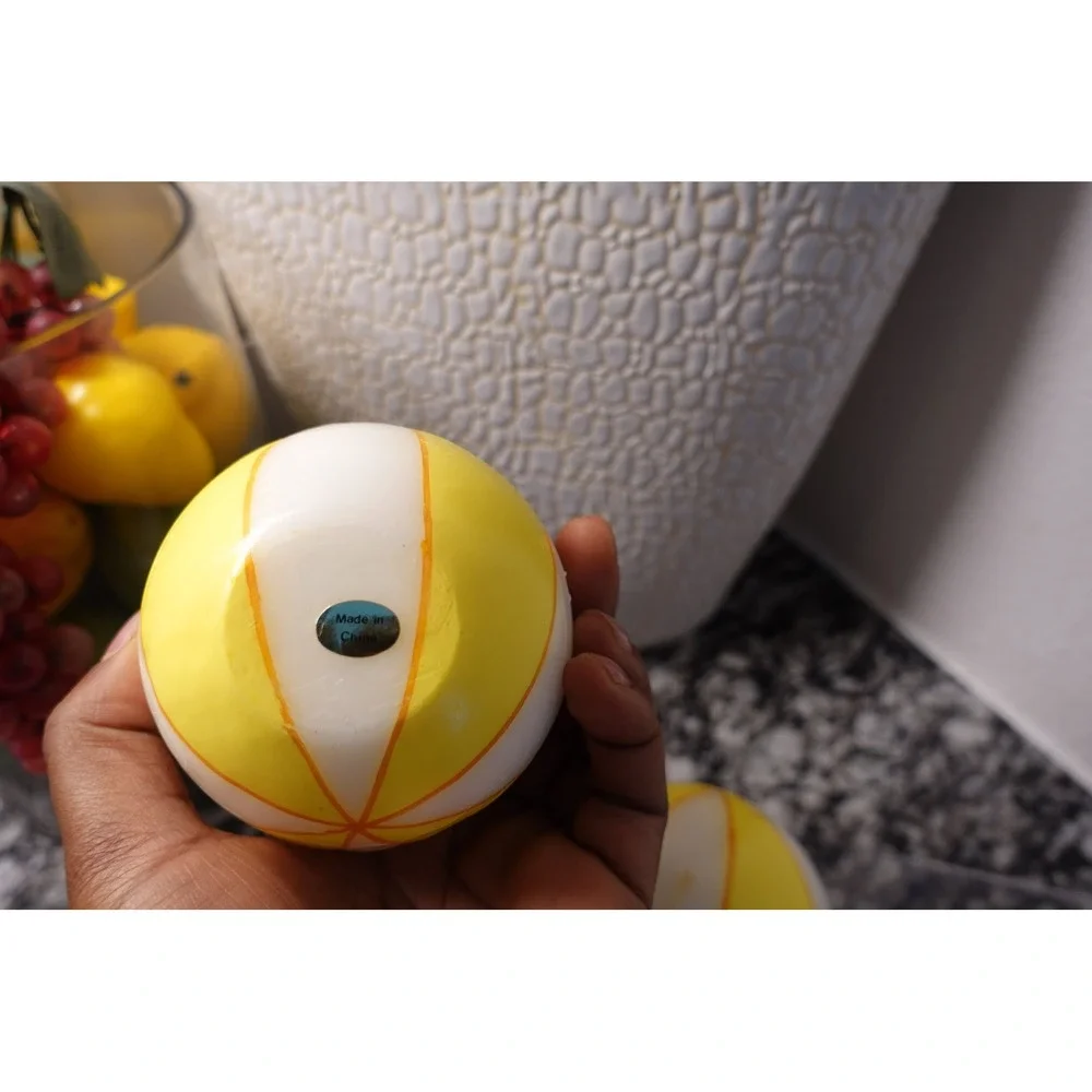 Target‎ 2005 Beach Ball Candles Set of 2 Yellow White Striped Summer Decor NEW