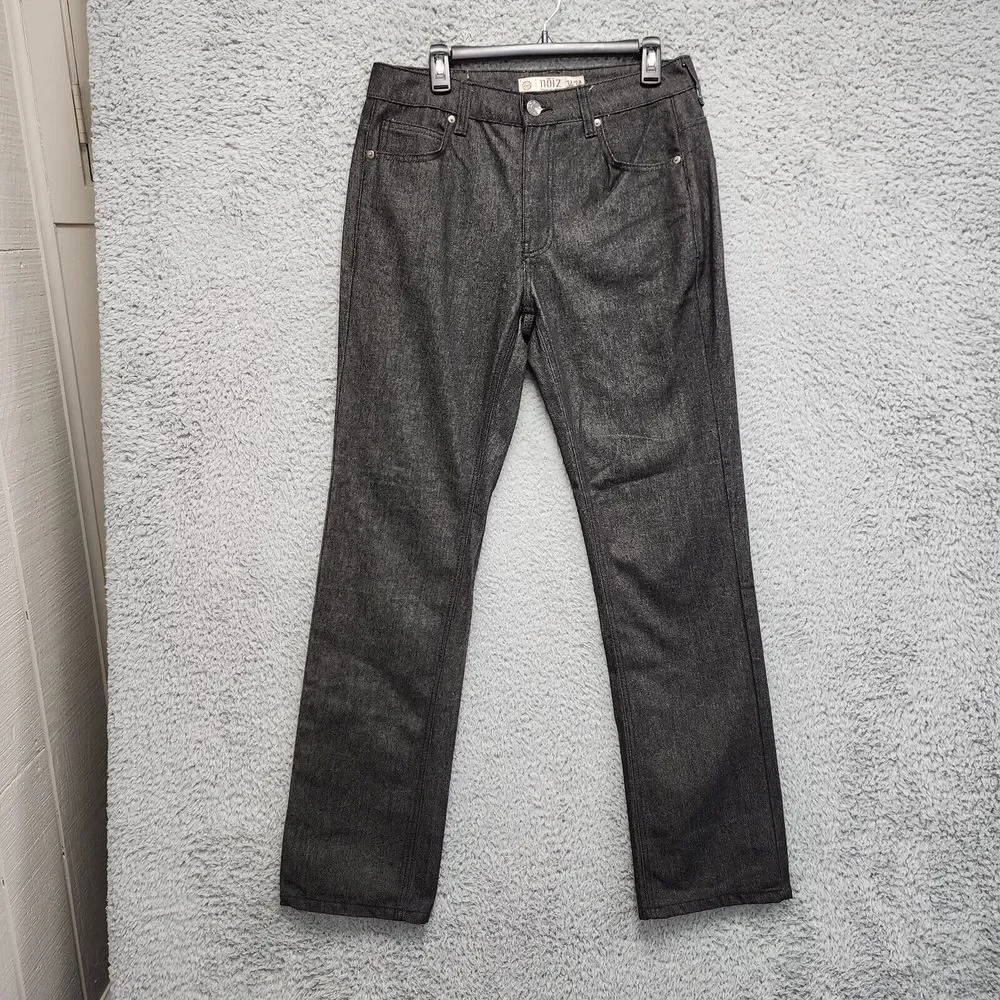 Noiz Jeans Men 34x34 (Fits as 30x33) Black Straight Leg 5 Pocket Denim Pants‎