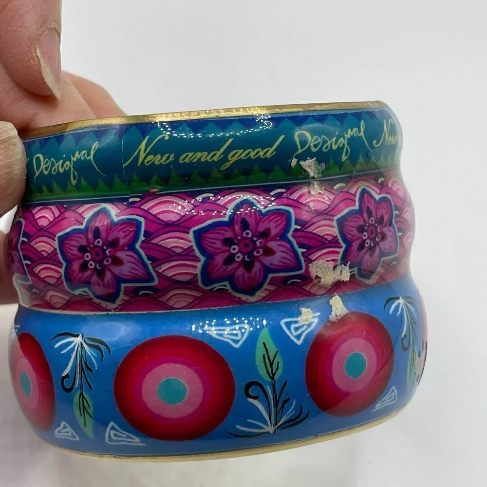 Desigual Multi-Color Stacked Illusion Enamel Brass Bangle Inner Diameter 2.5
