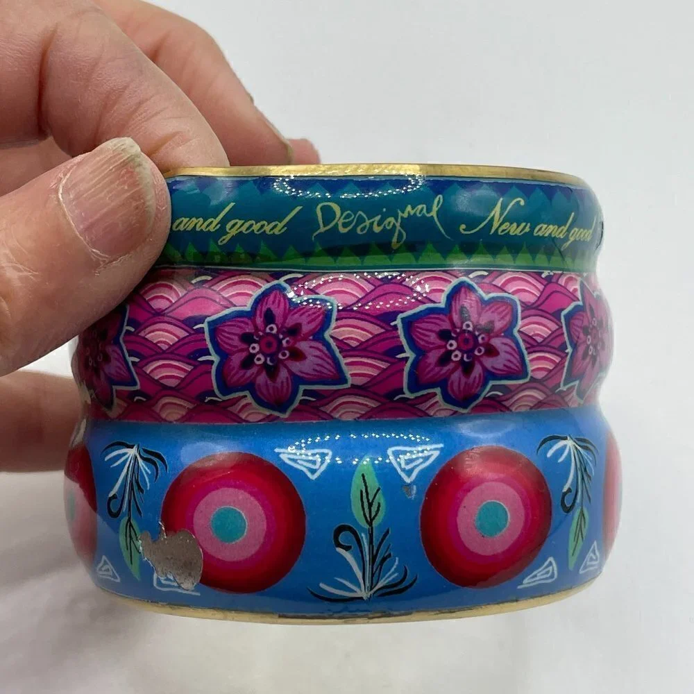 Desigual Multi-Color Stacked Illusion Enamel Brass Bangle Inner Diameter 2.5