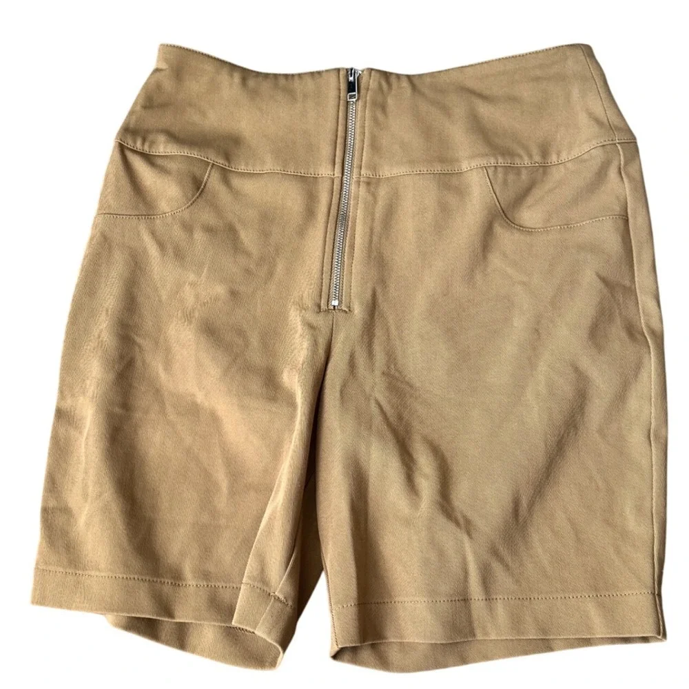 Daniele Bernstein Womens‎ Tan High Waist Zipper Shorts Casual Career Size 4
