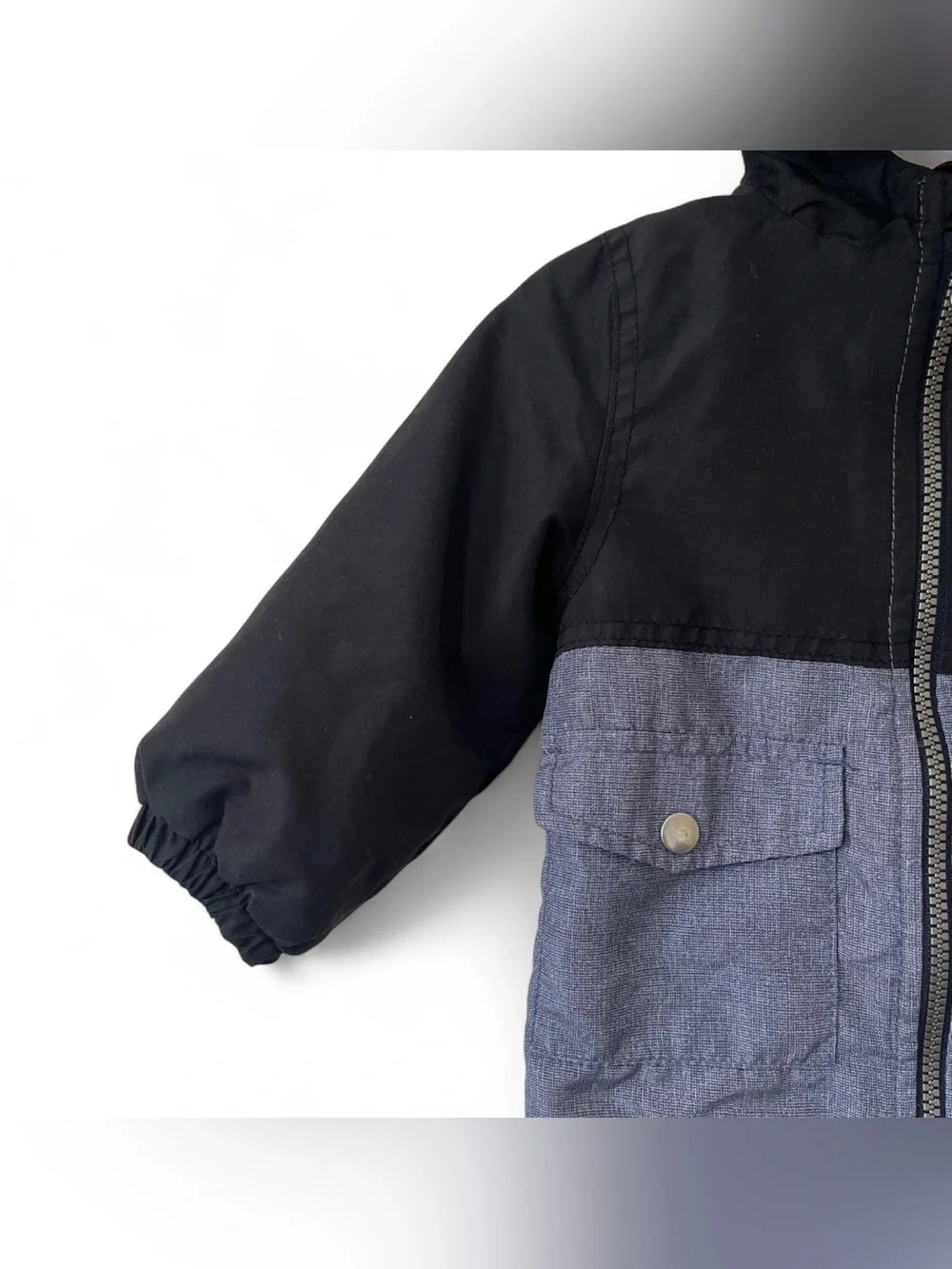 18M Boy Windbreaker Two Tone Color Block Full Zip Jacket With Hood Baby Toddler