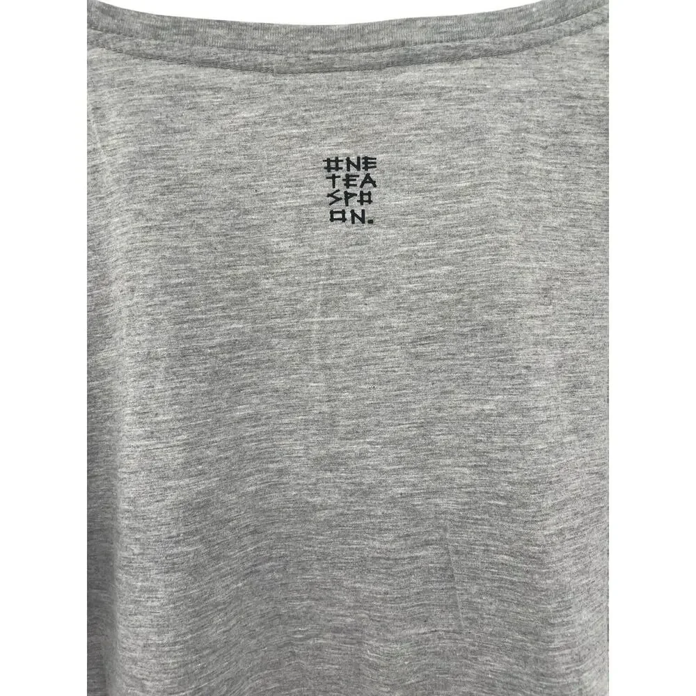 One Teaspoon Womens Grey Marl Scoop Neck Shirt Short Sleeve Size XL NWT $58