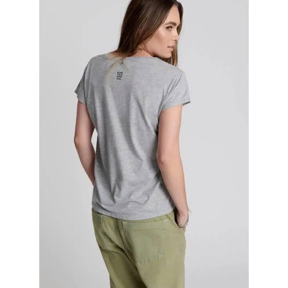One Teaspoon Womens Grey Marl Scoop Neck Shirt Short Sleeve Size XL NWT $58