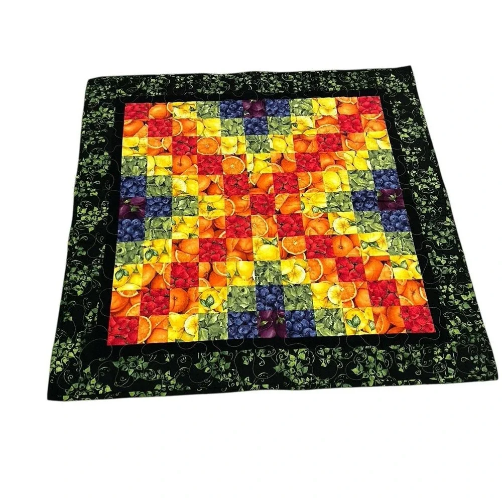 Handmade Quilted Patchwork Wall Hanging Fruit Themed‎ Lemons Oranges 35