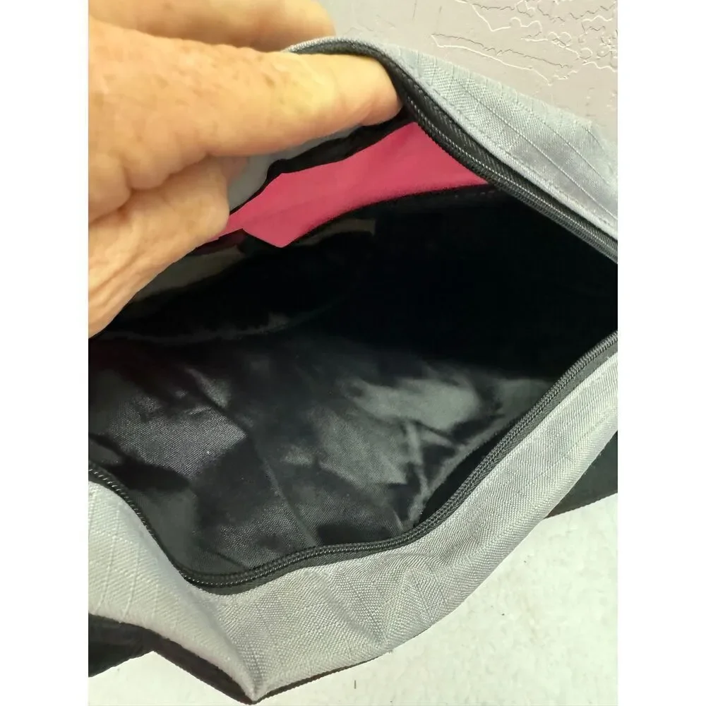 Embark Gray Pink Single Strap Sling Backpack‎ Front Mesh Pocket Zip Closures