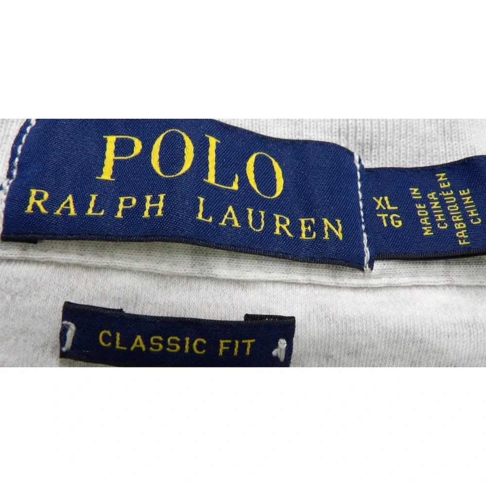 Polo Ralph Lauren Shirt Men XL Classic Fit Gray Cotton Short Sleeves Flesh Pony