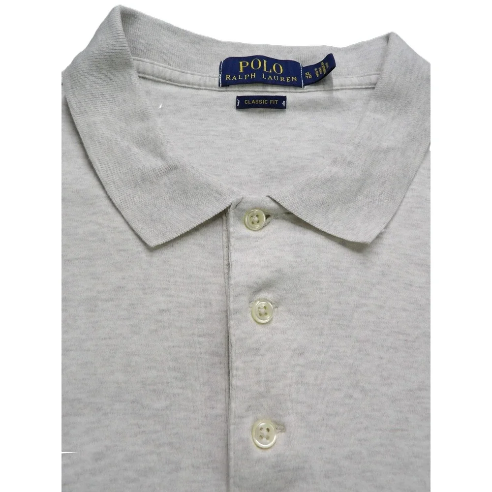 Polo Ralph Lauren Shirt Men XL Classic Fit Gray Cotton Short Sleeves Flesh Pony