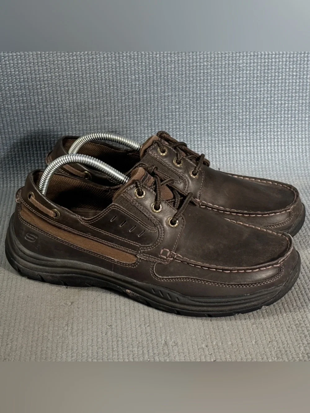 SKECHERS Men's Relaxed‎ Fit Moc Toe Boat Shoes Brown Size 9