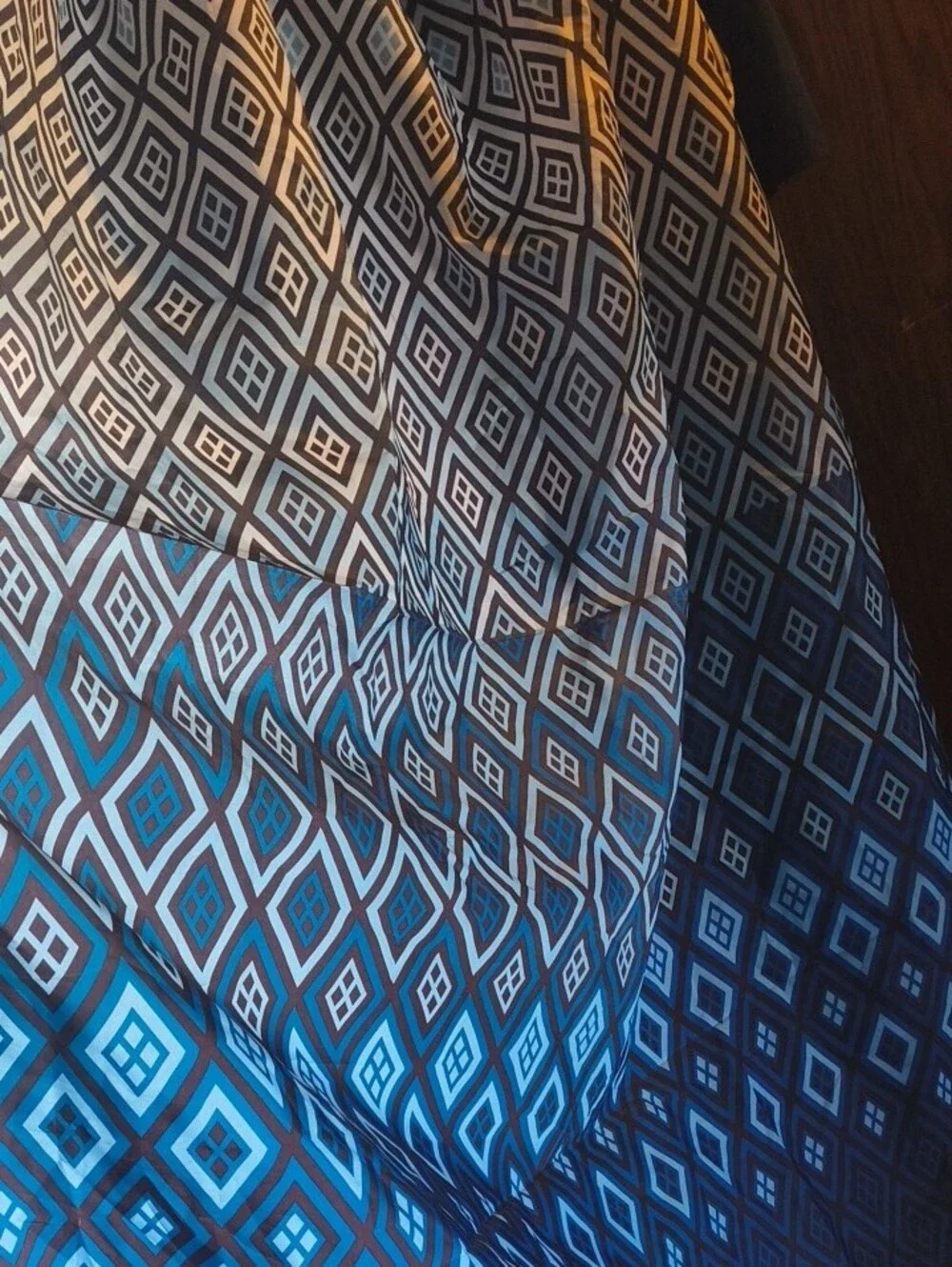 New Black and Light Blue Diamond Print Cloth Shower Curtain