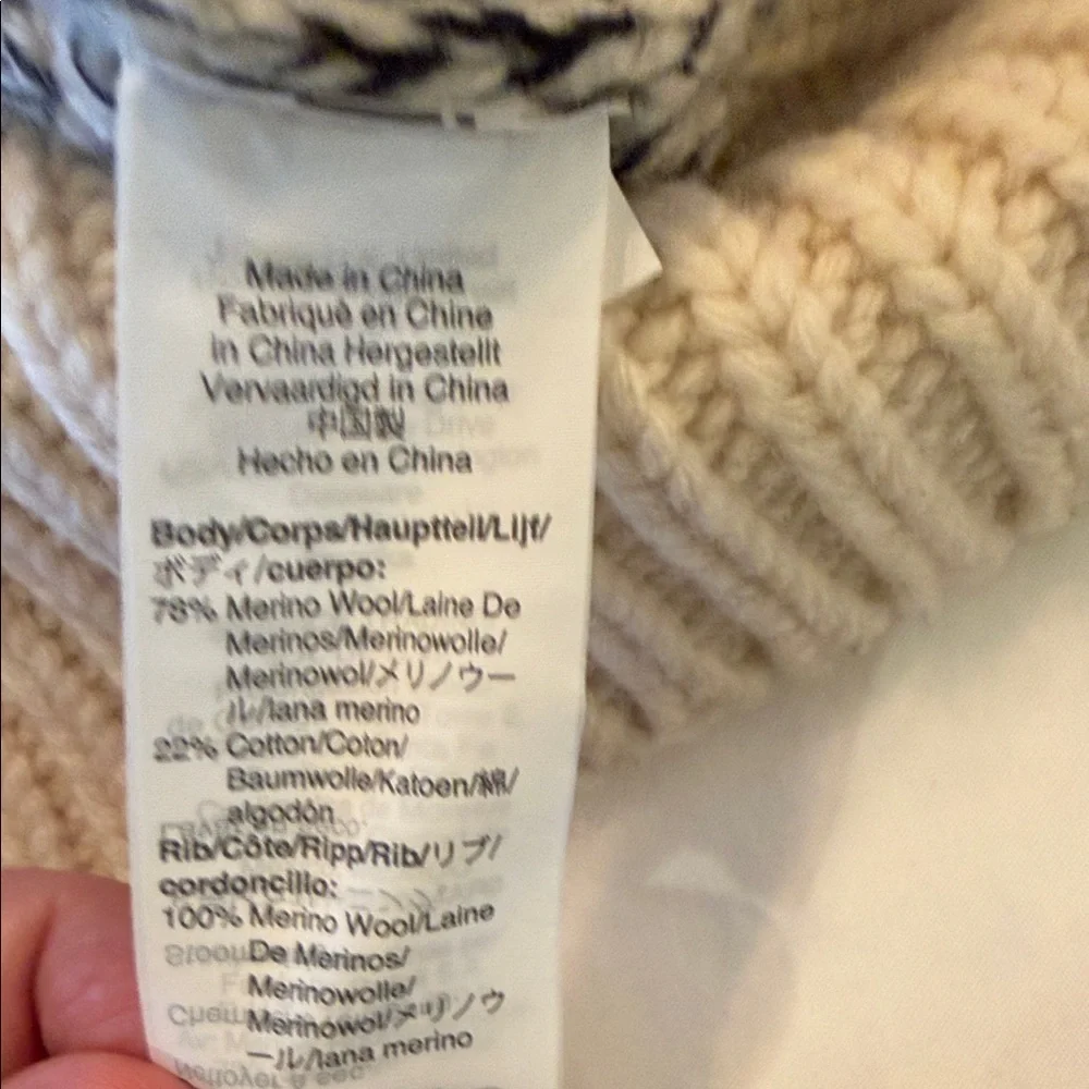 J. Crew x Wallace & Barnes Ivory and Charcoal Knit Crewneck Sweater