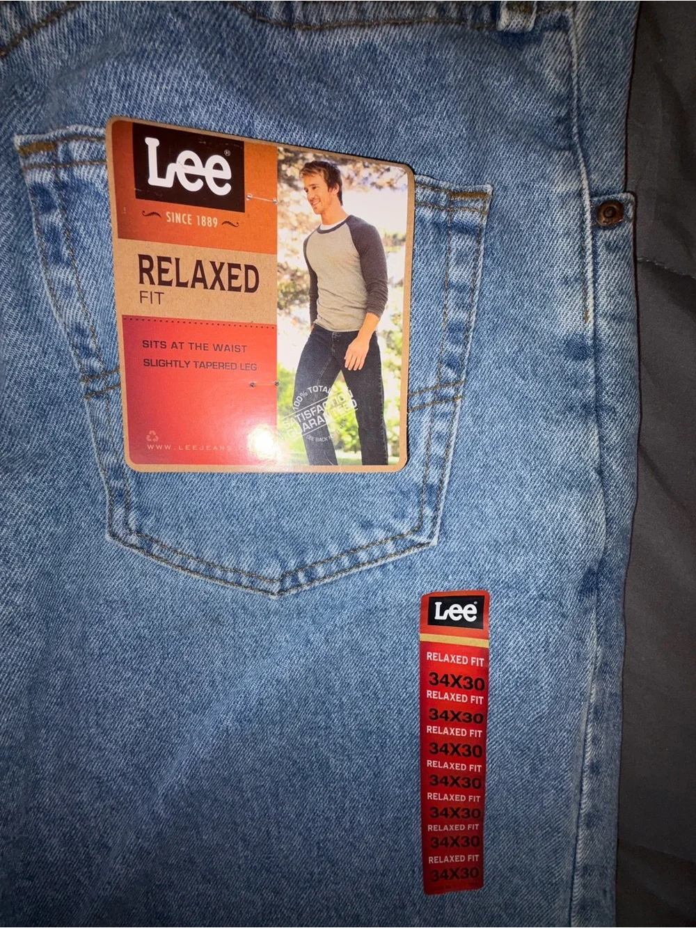 Lee Relaxed Fit Jeans Men's 34x30 Light Stone Wash NWT Classic Denim