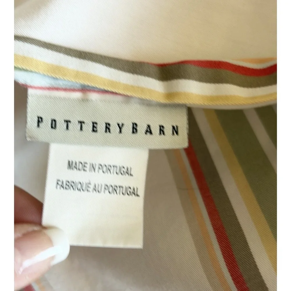 POTTERY BARN Striped 100% Organic Cotton Sham Euro 1 Pillow Cover Portugal