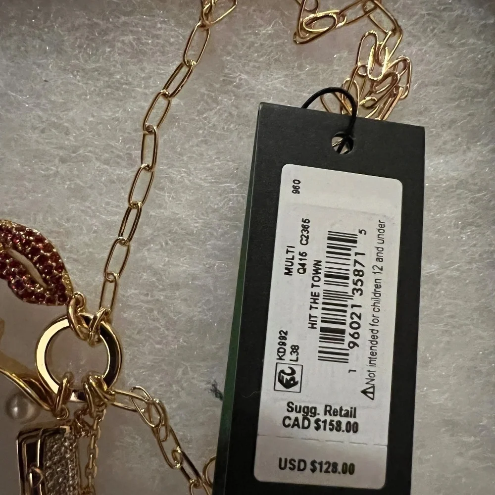 🆕kate spade new york::Hit the Town Lips Purse Heel Pendant Necklace Super GLAM