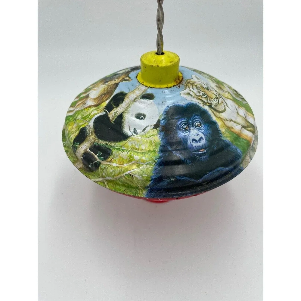 Vintage Animal Tin Metal Standing Spinning Top Toy  Retro Decor Collectible‎