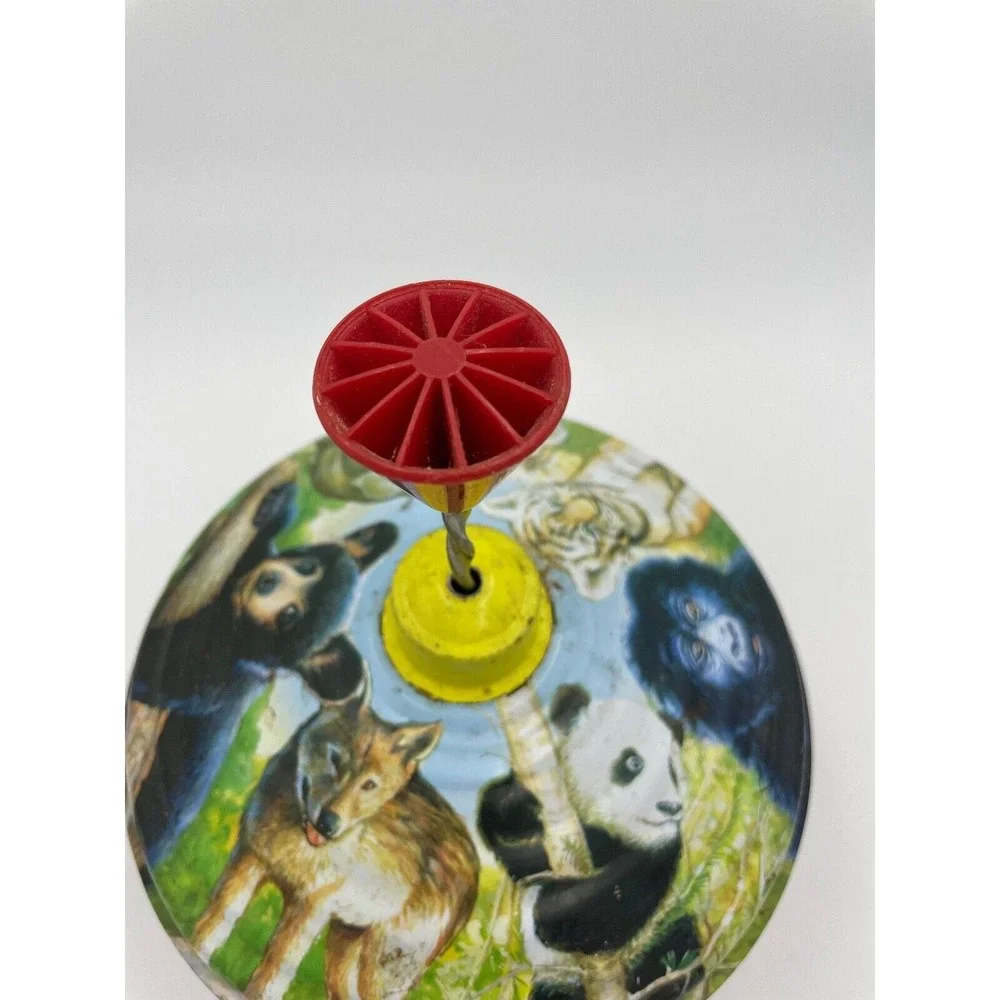 Vintage Animal Tin Metal Standing Spinning Top Toy  Retro Decor Collectible‎