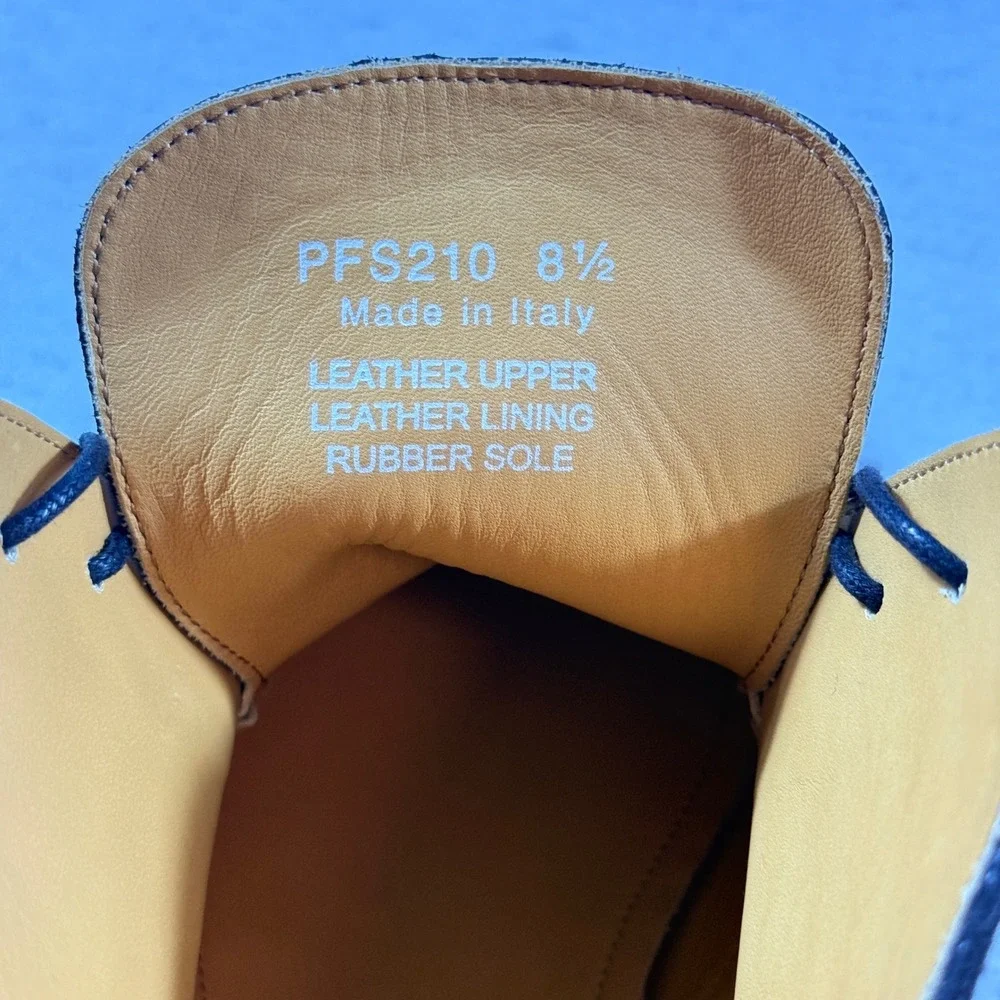 Paul Fredrick Men Grey Leather Chukka Boots Vibram Sole Made in Italy PFS210 8.5