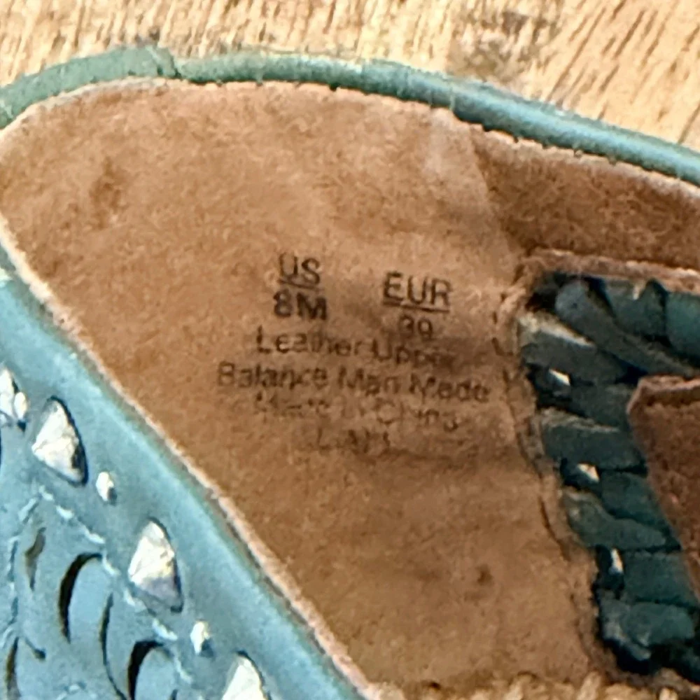 Sam Edelman Liam Espadrille Flats Womens 8 Blue Leather Studded Boho Slip On