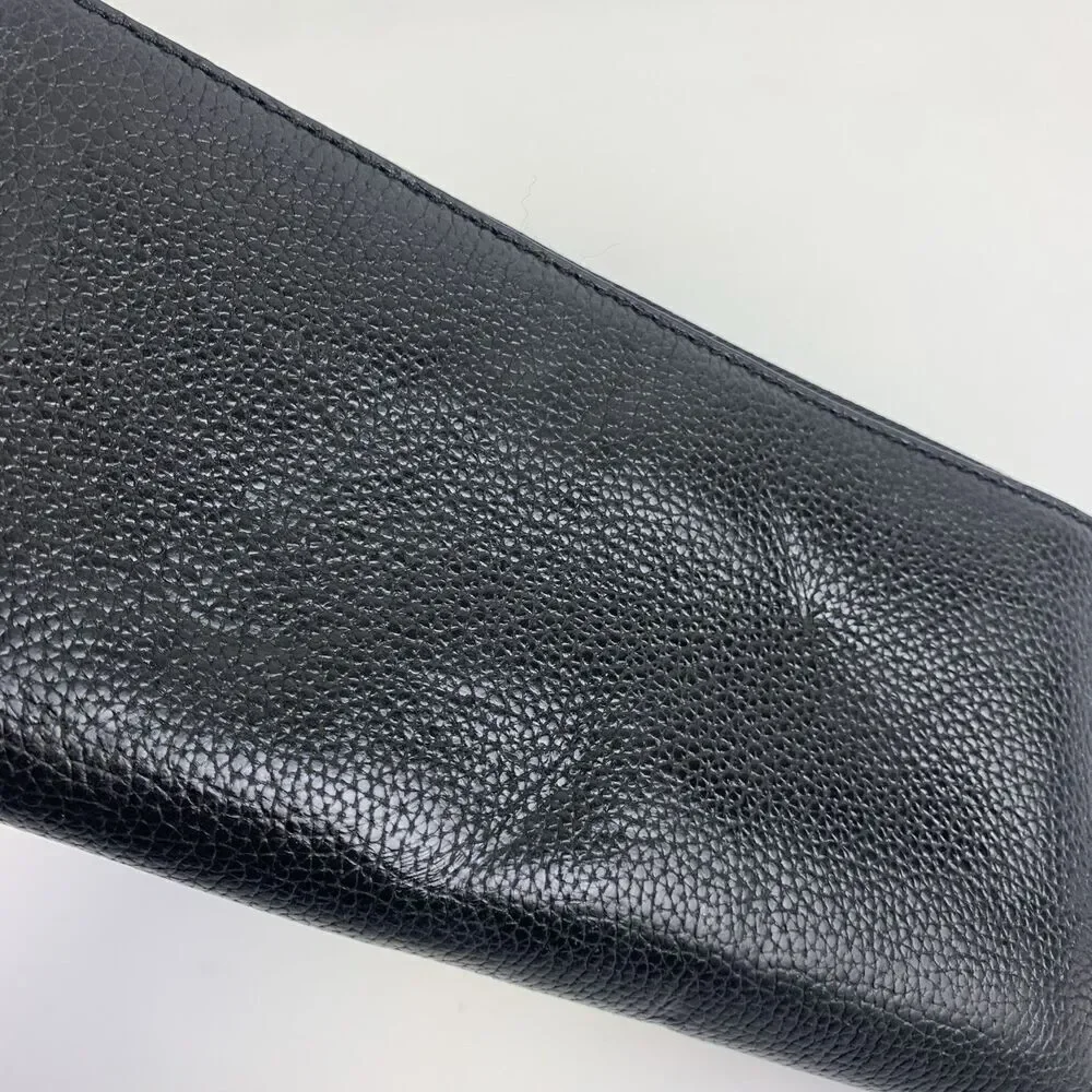 Michael Kors Leather Continental Wristlet Mercer Black Pebbled Wallet Zip Around