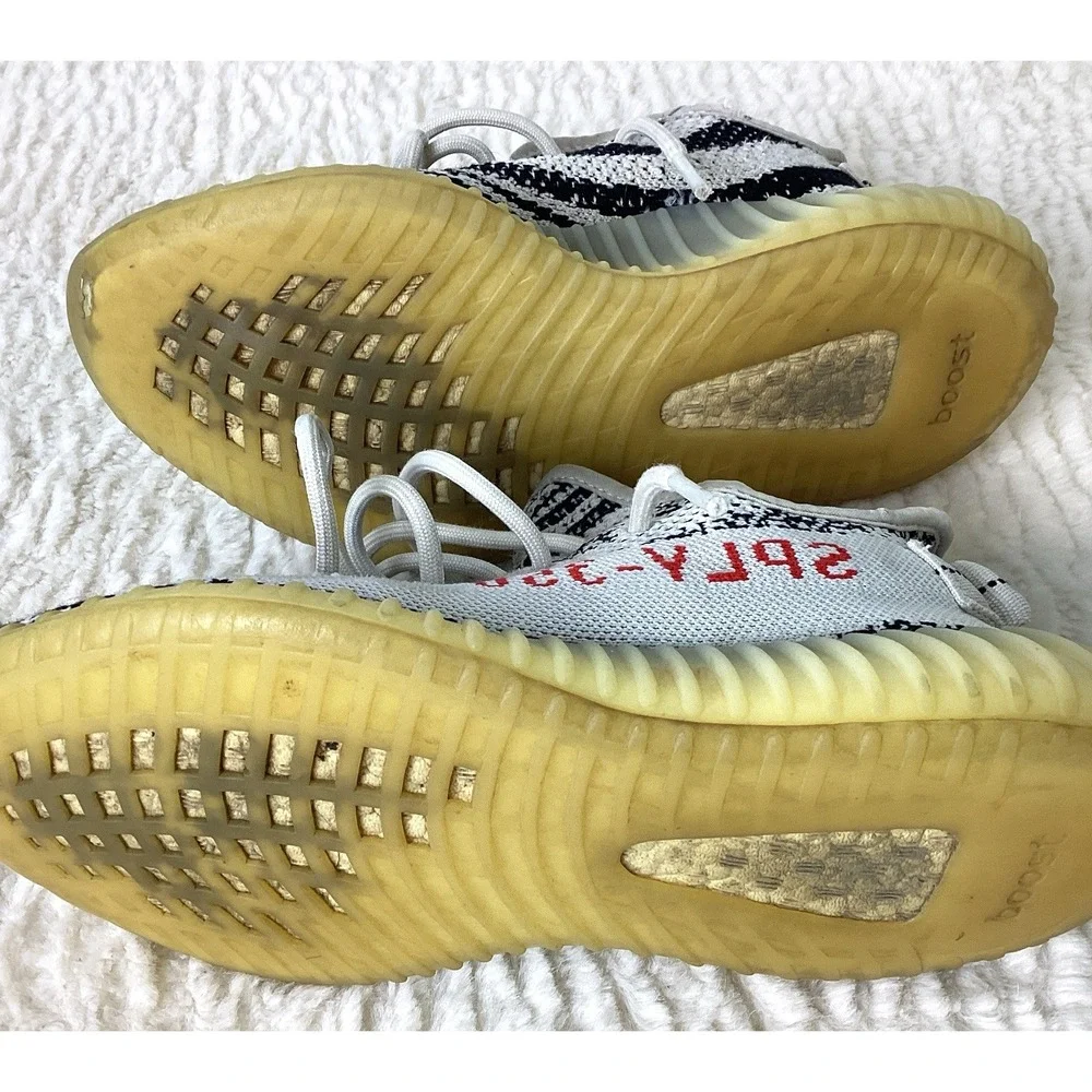 Adidas Yeezy Shoes V2 Boost 350 Men's Size 7 Low Zebra, Moderate Wear