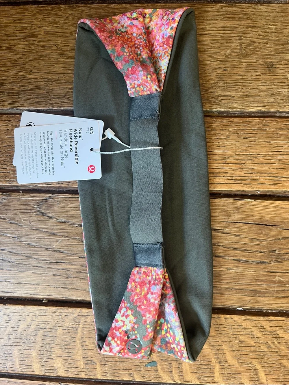 Lululemon Army Green Nulu Floral Wide Reversible Headband Hair NEW WITH TAGS