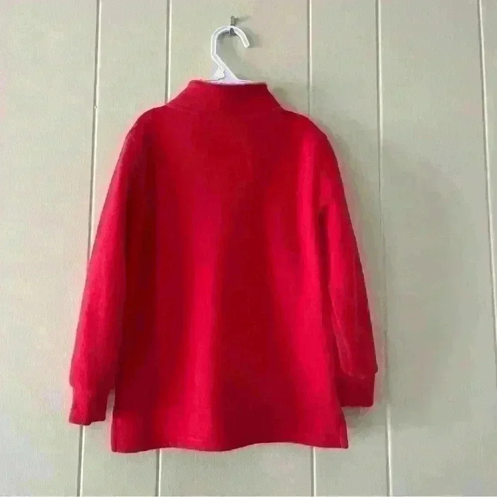 Carters Boys Quarter Zip Fleece Pullover Red Christmas 4T Fox Accent