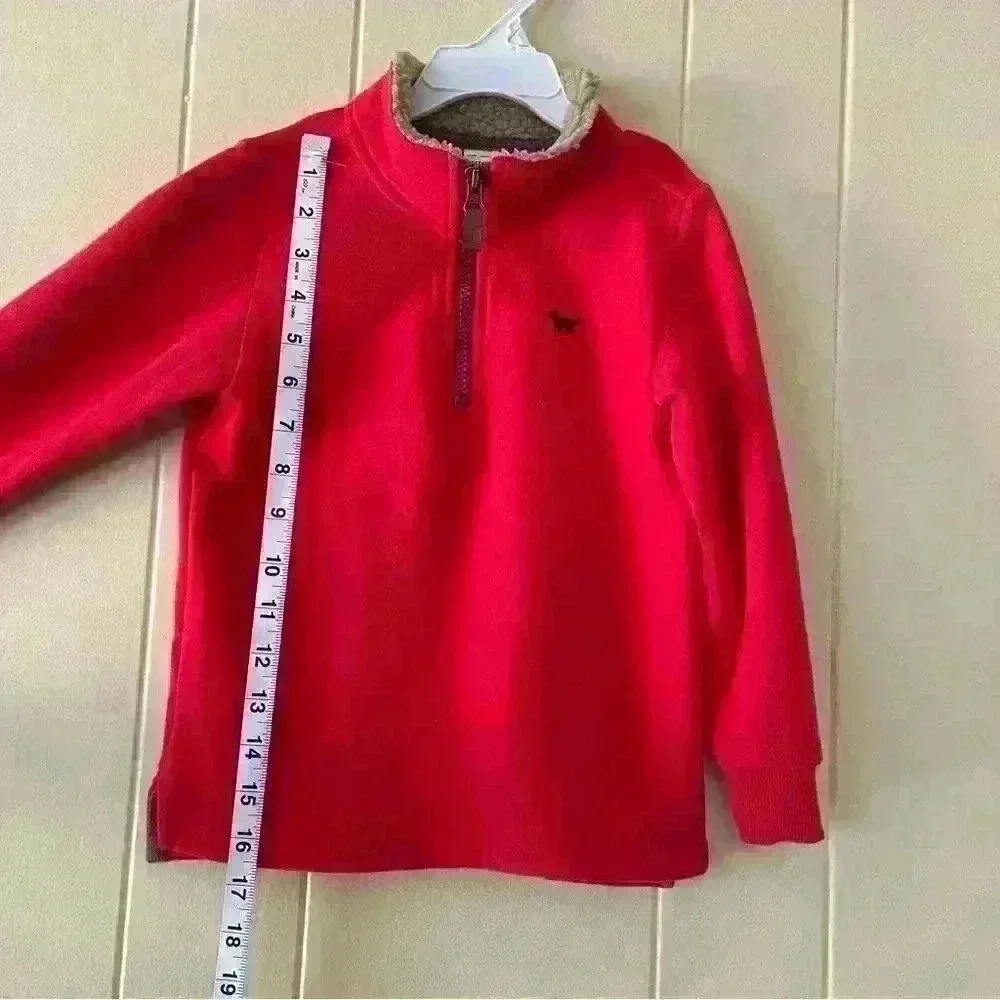 Carters Boys Quarter Zip Fleece Pullover Red Christmas 4T Fox Accent