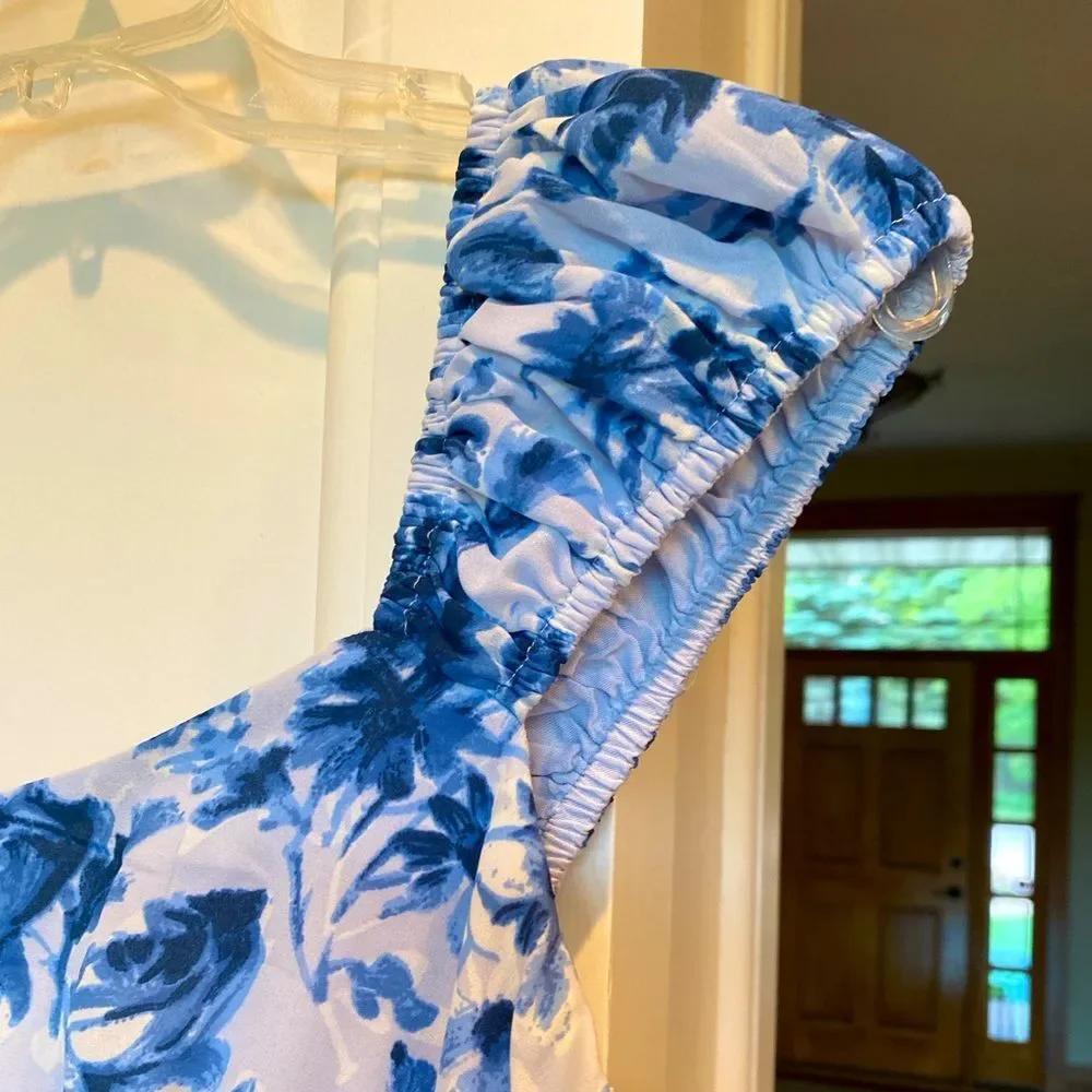 Abercrombie & Fitch Medium Tall Blue and White Floral Maxi Dress Wedding.