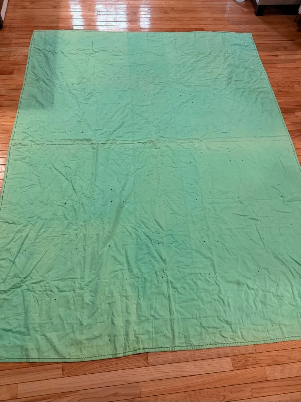 Vintage Embroidered 50 State Flower Patchwork Quilt Mint + Cream cottage country