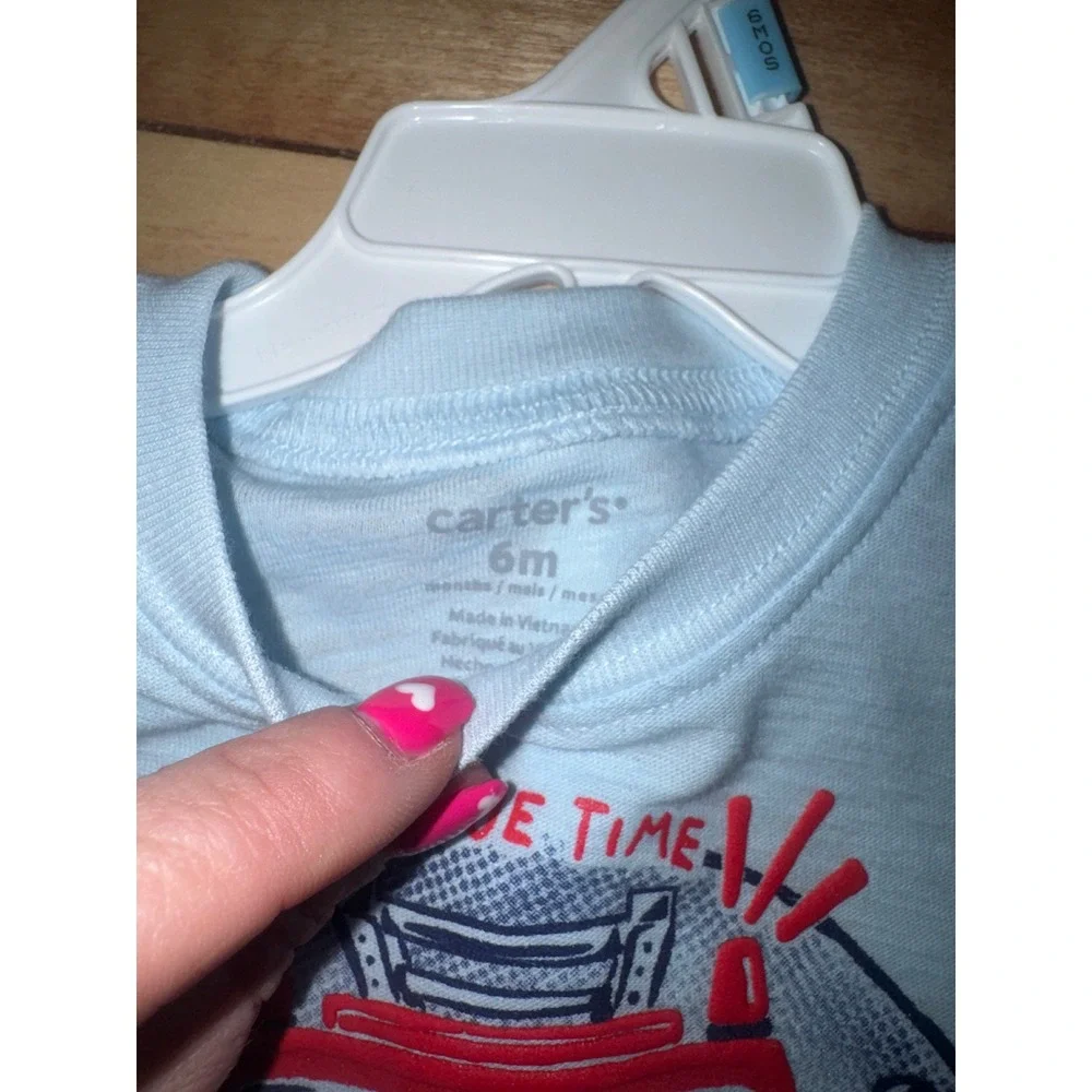 Carters Baby Boys Light Blue Fire Truck Rescue Time Outfit 6 Months‎