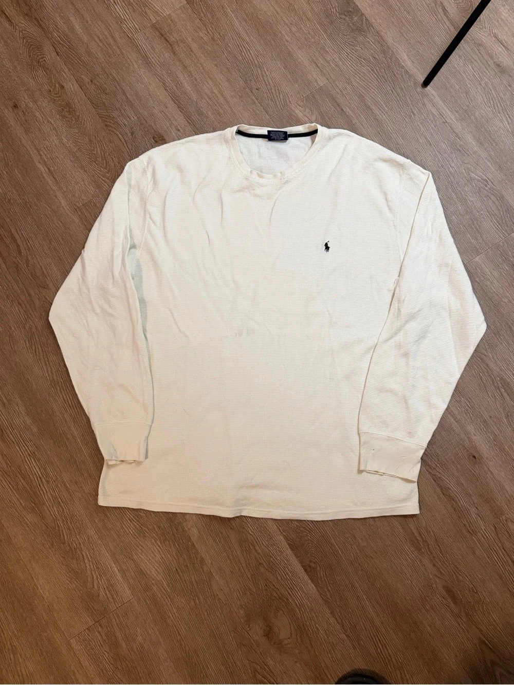 Polo by Ralph Lauren Cream Long Sleeve Waffle Knit Shirt