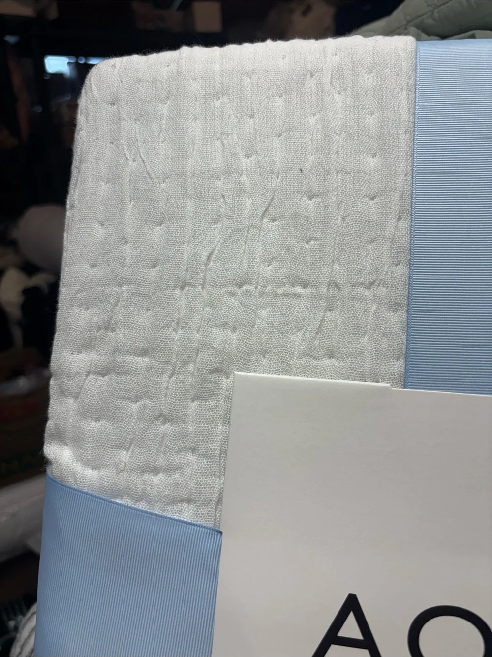Aqua White Quilted Quilt Set