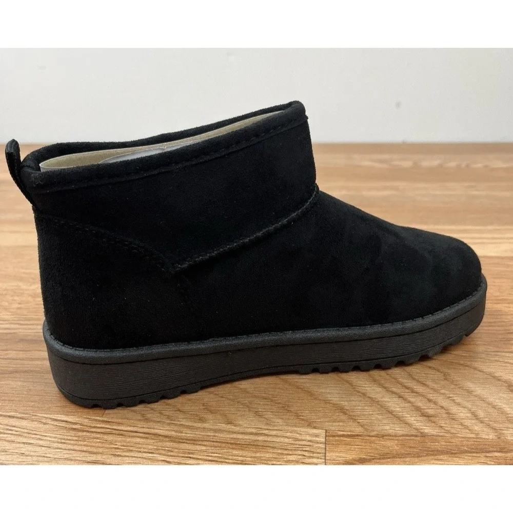 Sonoma Kazz Youth Girls Size 1 Micro Fiber Ankle Boots Faux Fur Lined BlackNEW