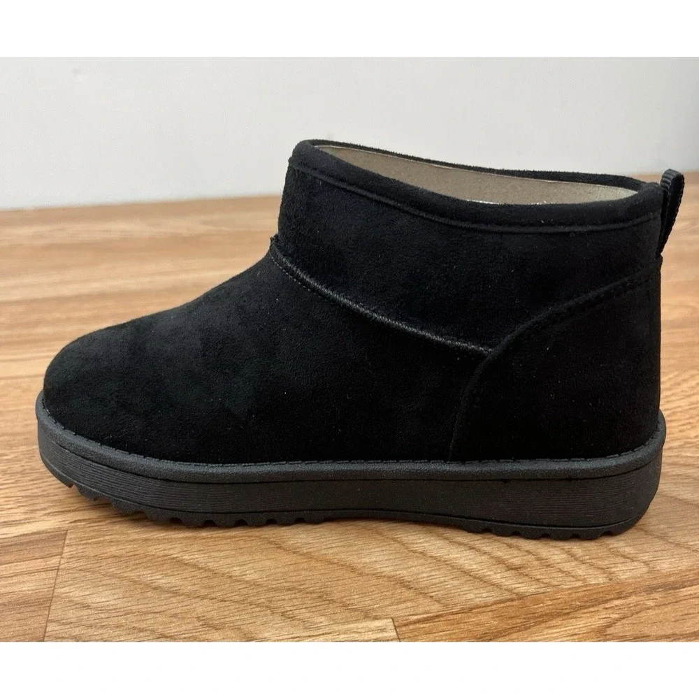 Sonoma Kazz Youth Girls Size 1 Micro Fiber Ankle Boots Faux Fur Lined BlackNEW