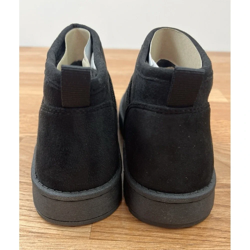 Sonoma Kazz Youth Girls Size 1 Micro Fiber Ankle Boots Faux Fur Lined BlackNEW