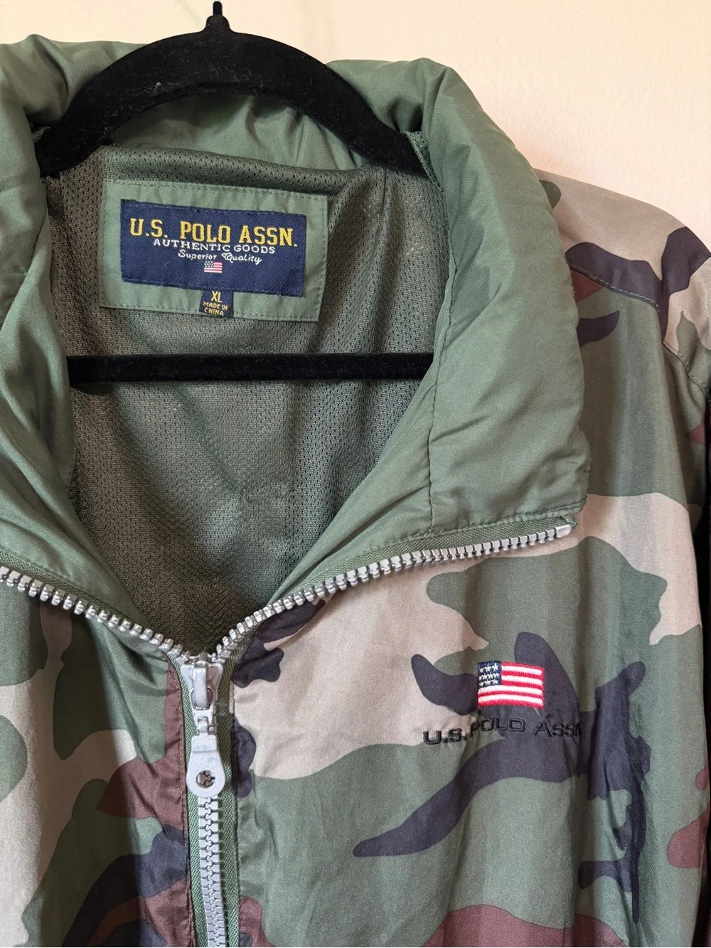 vintage Polo Ralph Lauren camo windbreaker zip up jacket size Large