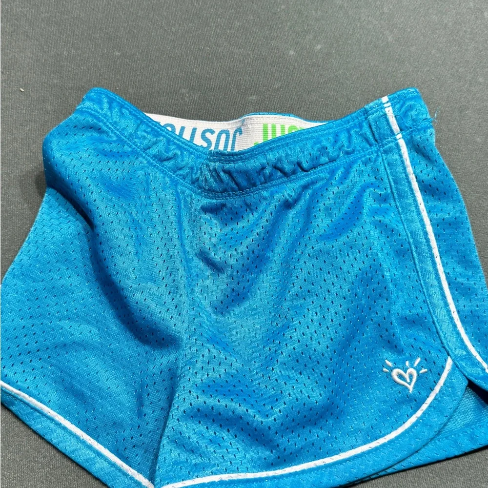 Justice White Mesh Athletic Shorts with Neon Waistband size 6