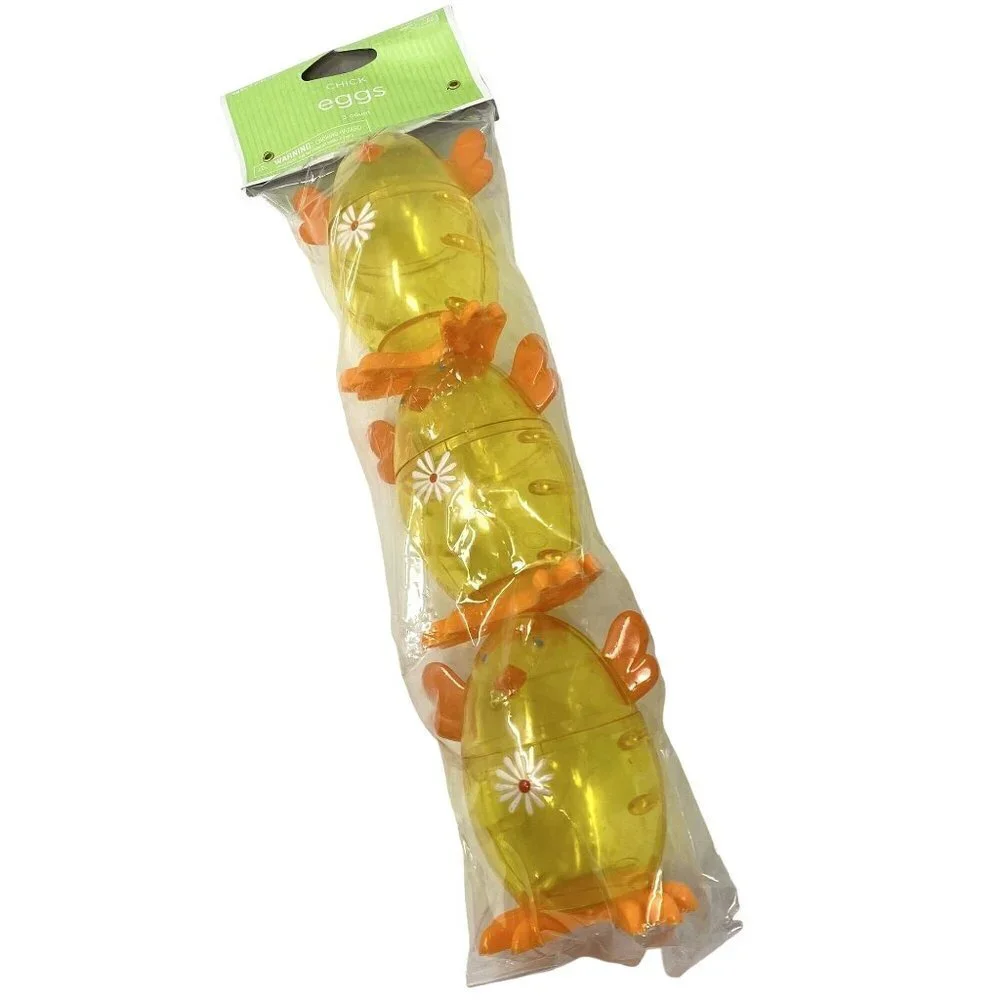 Target Easter Basket Clear Yellow Chick Fillable Eggs Treats Candy