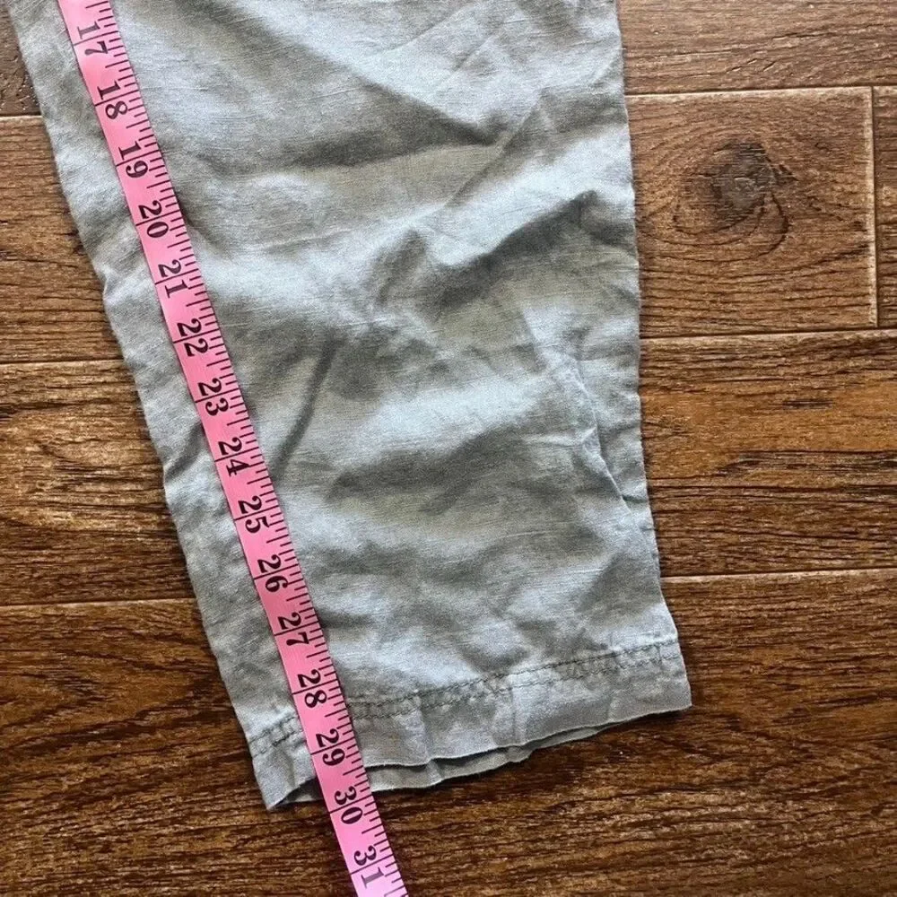 H&M 100% Linen Pants Womens XL Sage Green Elastic Waist Pull On Lagenlook