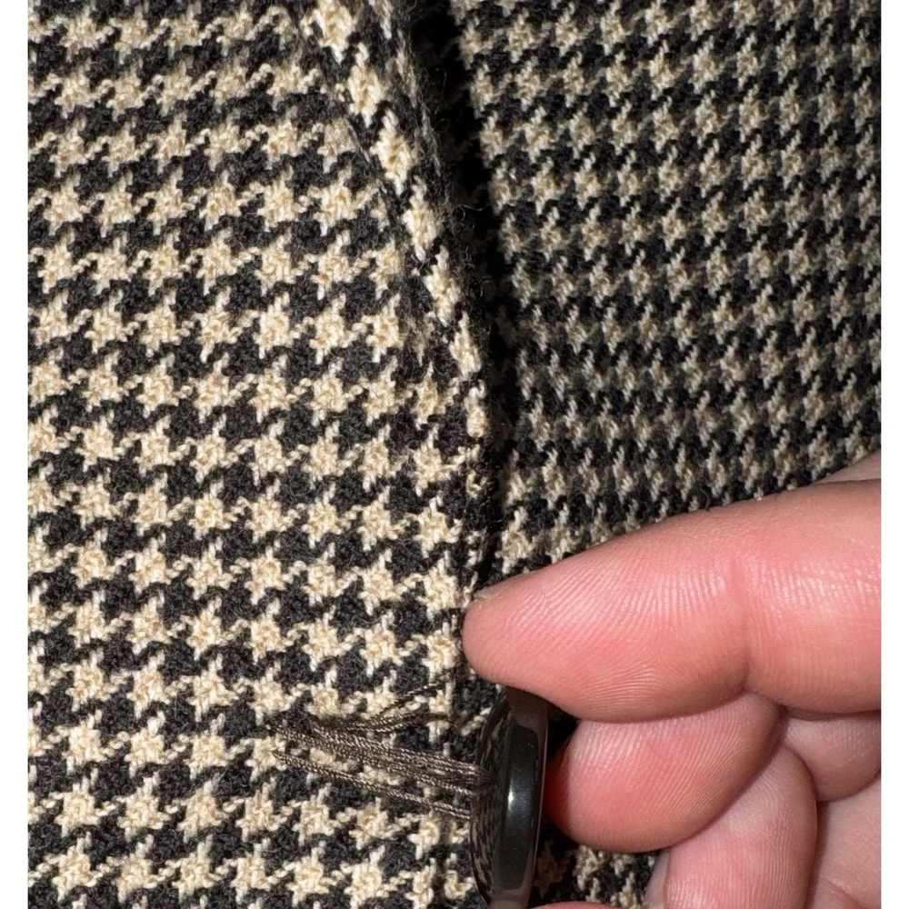 Vtg Ralph Lauren Blazer Men's 44R Brown Houndstooth Wool Coat Suit Jacket