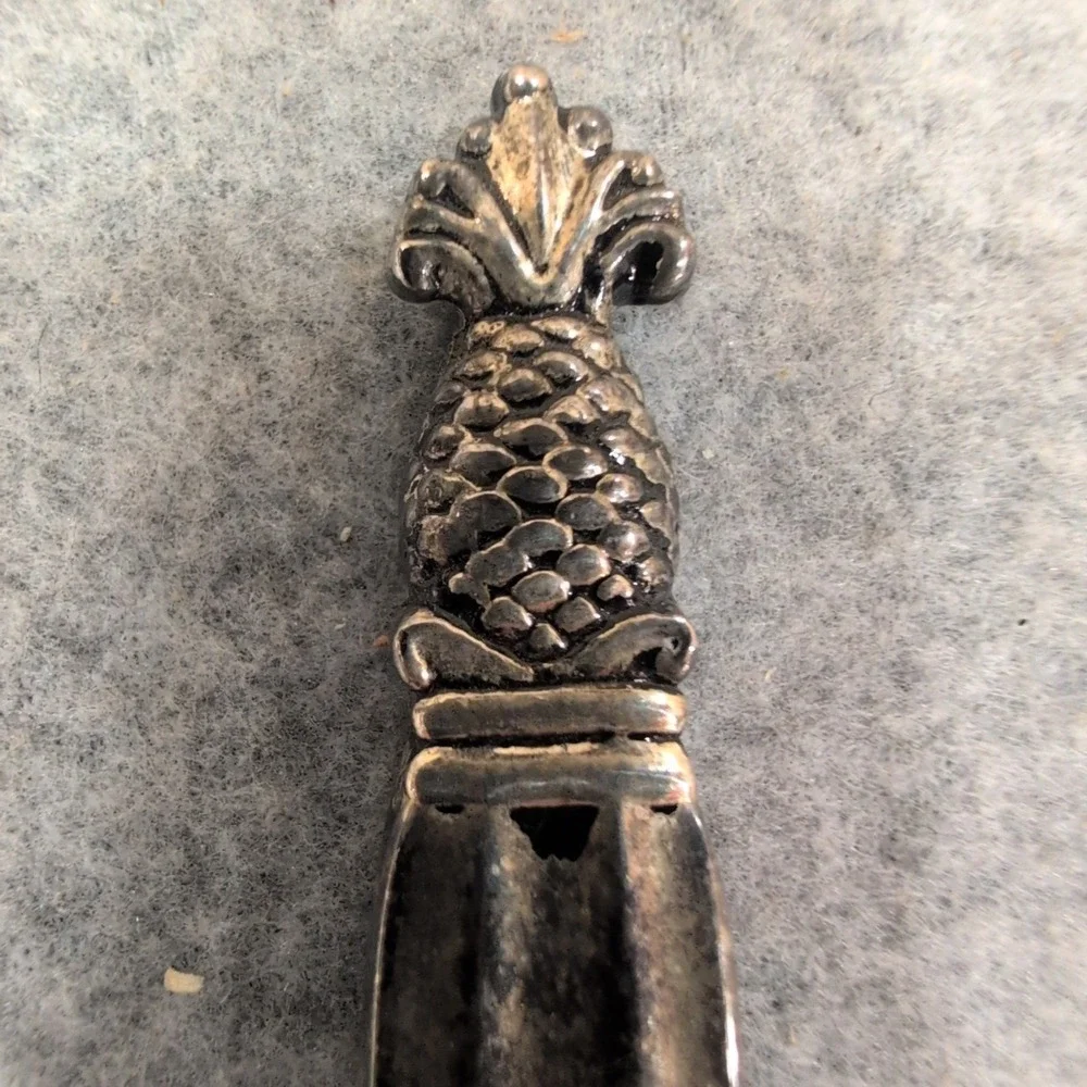 Godinger Silver Plated Pineapple Finial Butter Spreader Cheese Knife Fluted