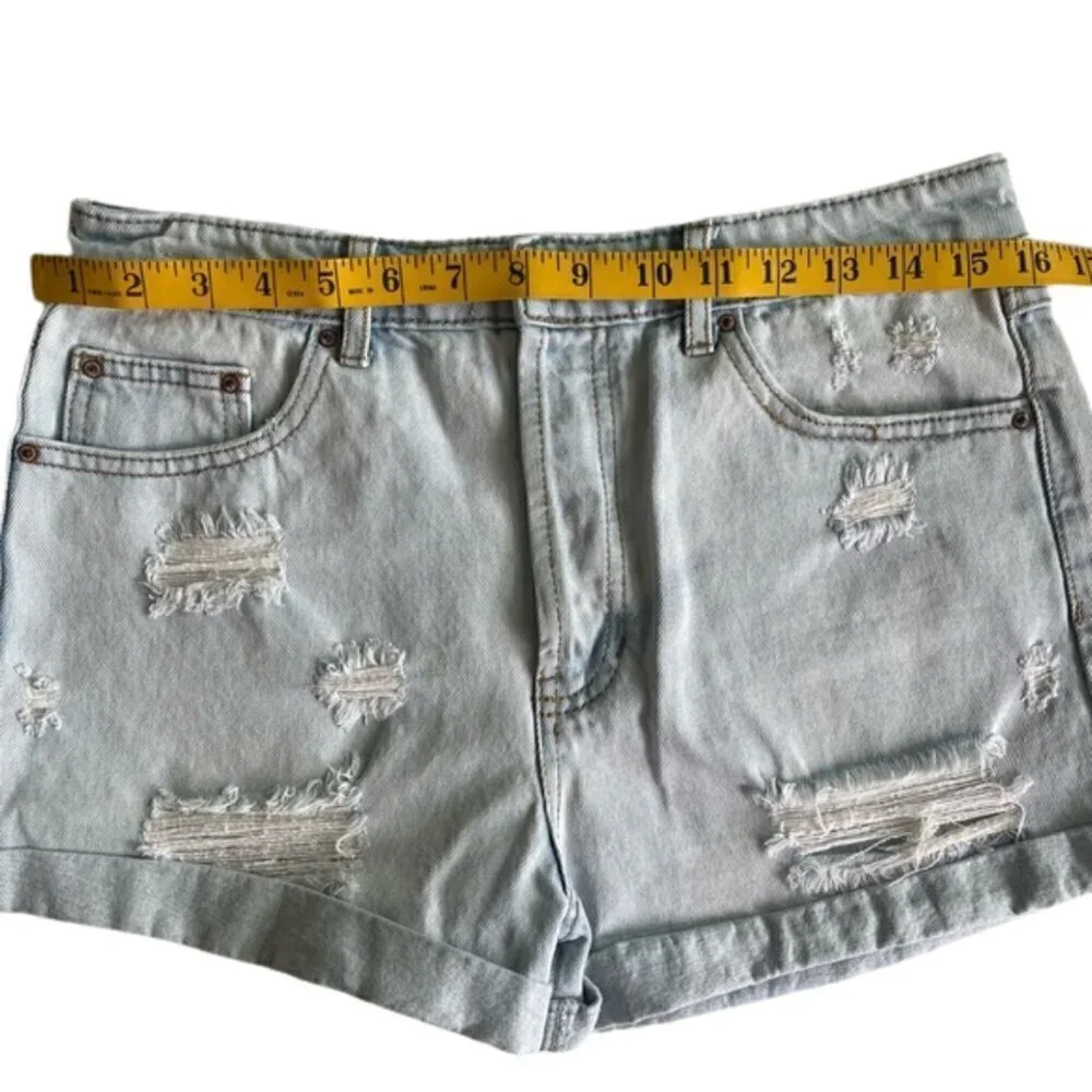 Light Blue Distressed Denim Shorts
