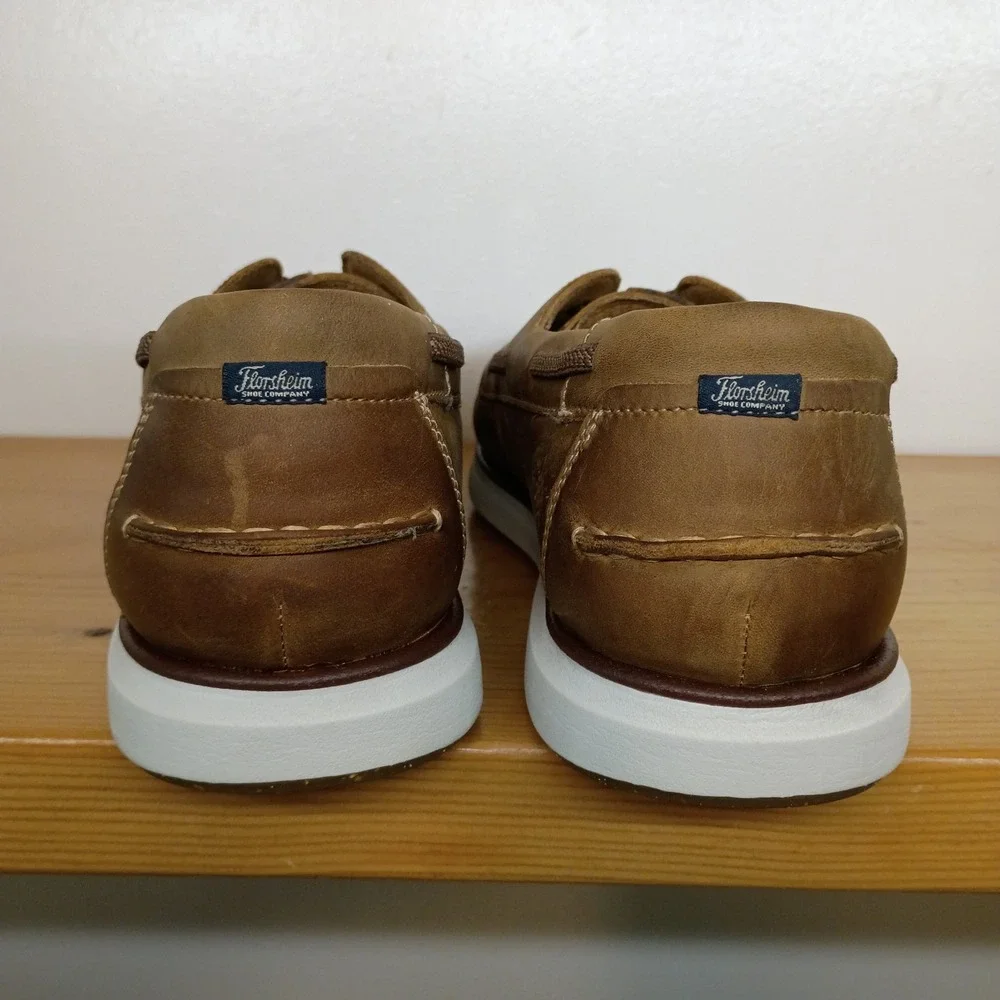 Florsheim Tropics Elastic Lace Moc Toe Boat Cognac Leather‎ Mens 12 M Shoes