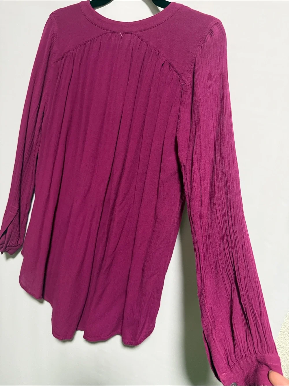 Free People New Romantics Magenta High-Low Button Tunic Top XS Fuchsia Boho