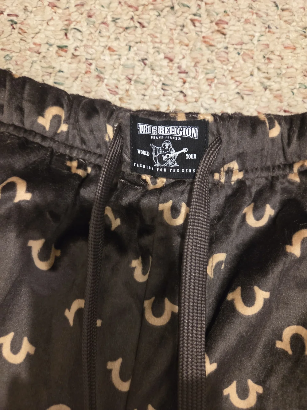 True Religion Men's Black Logo Print Lounge Pants