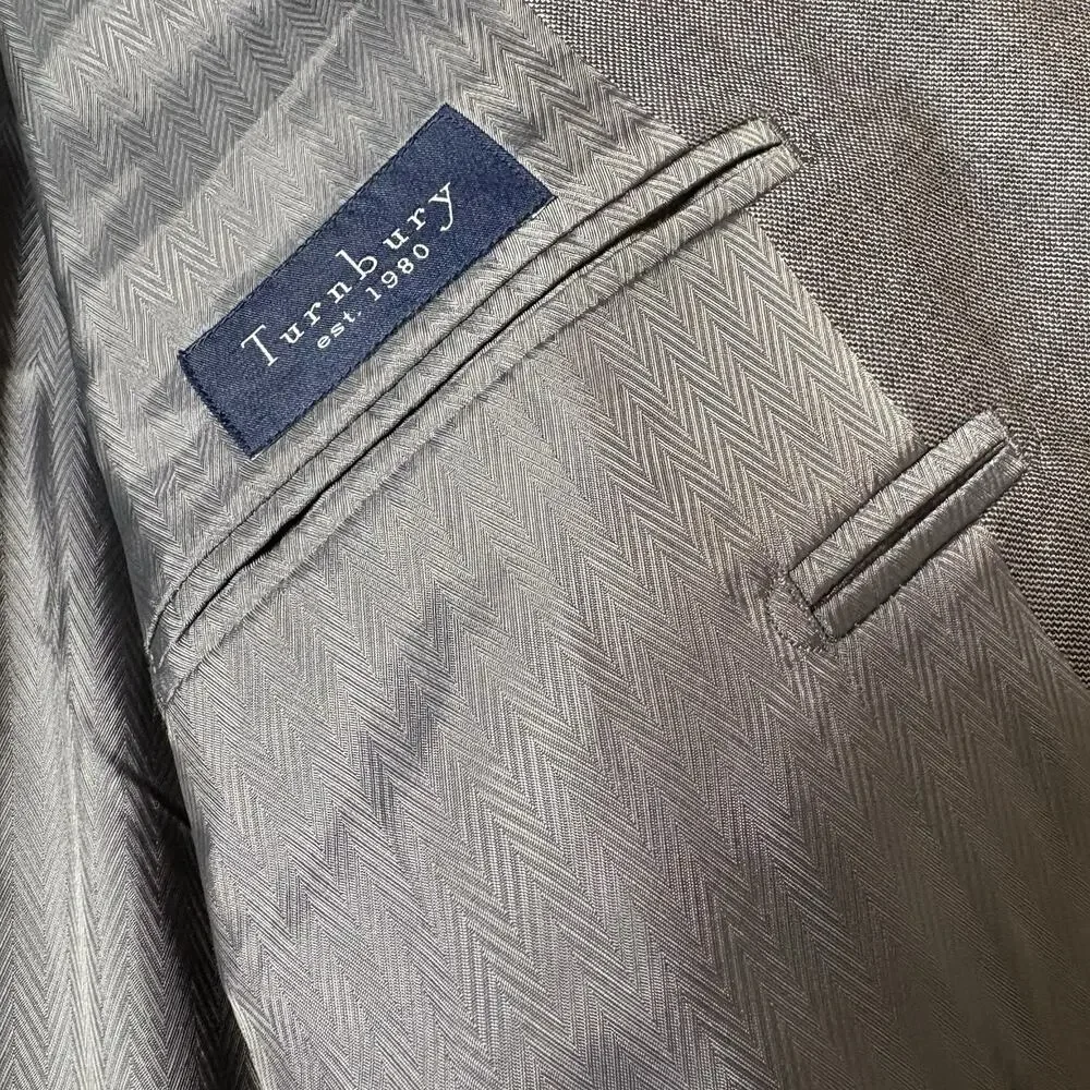 Turnbury Men’s Sport coat Blazer 52R Silk Wool 2 Button Classic Fit