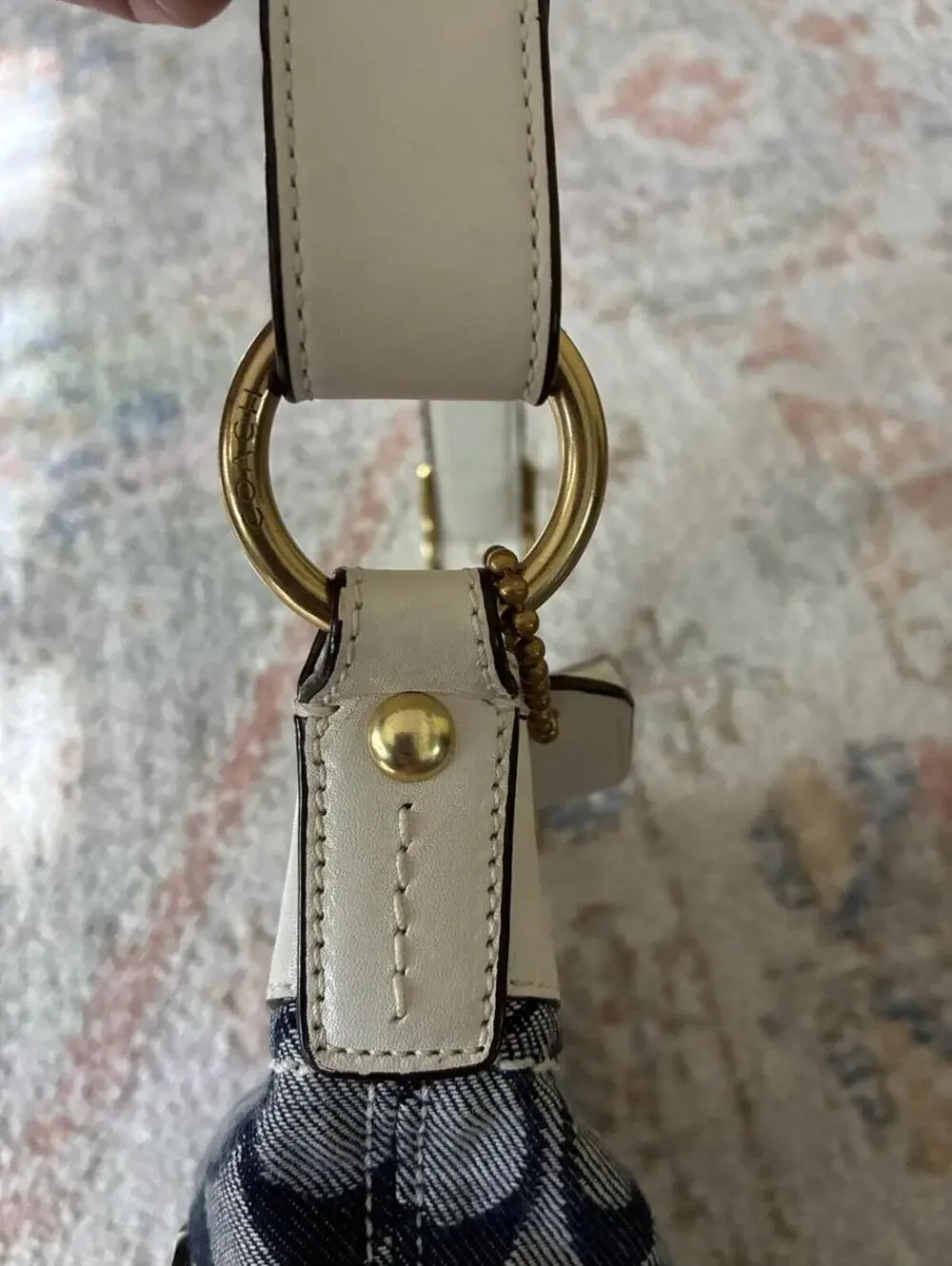 Coach 10402 Signature C Duffle Blue Denim Leather Convertible Handbag