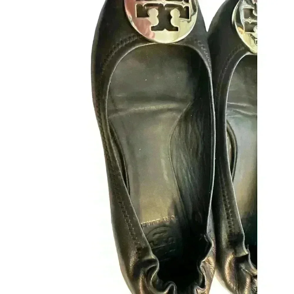 - Tory Burch Reva Leather Black Ballet Flats in Size 7M, Pre-Owned Good Con