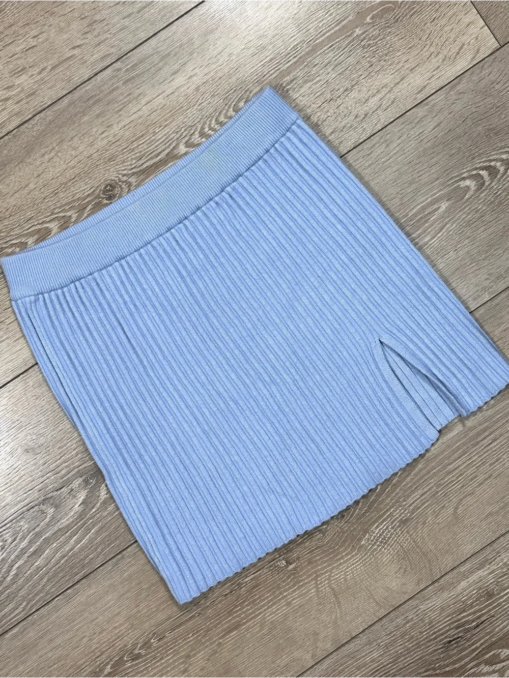 L.A Hearts Pacsun Baby Blue Ribbed Knit Mini Skirt